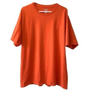 Champion‎ Authentic Men's T-Shirt 2XL Orange Short Sleeve 2 Embroidered Logos